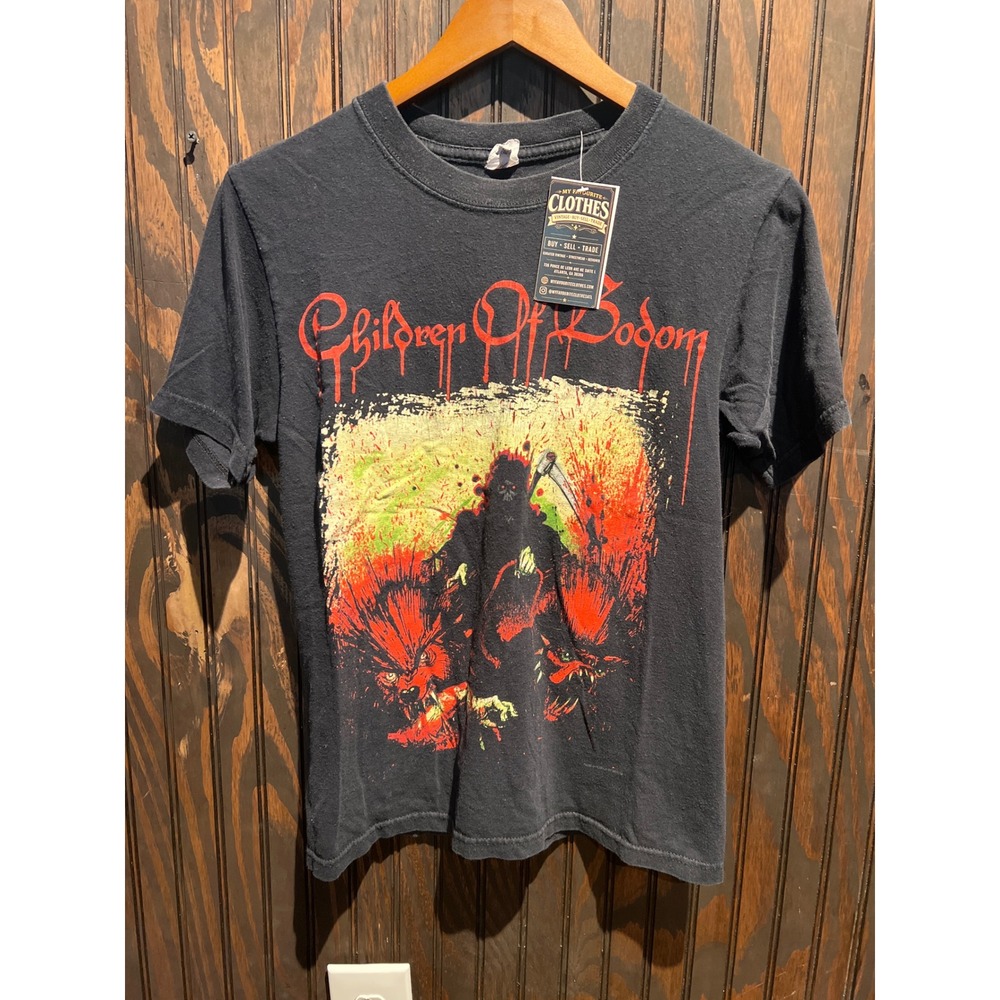 Children of Bodom Reaper Graphic T-Shirt Black Short Sleeve Metal Band Tee